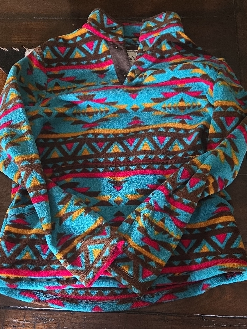 Aztec-Print Turquoise Cowl Pullover Sweater